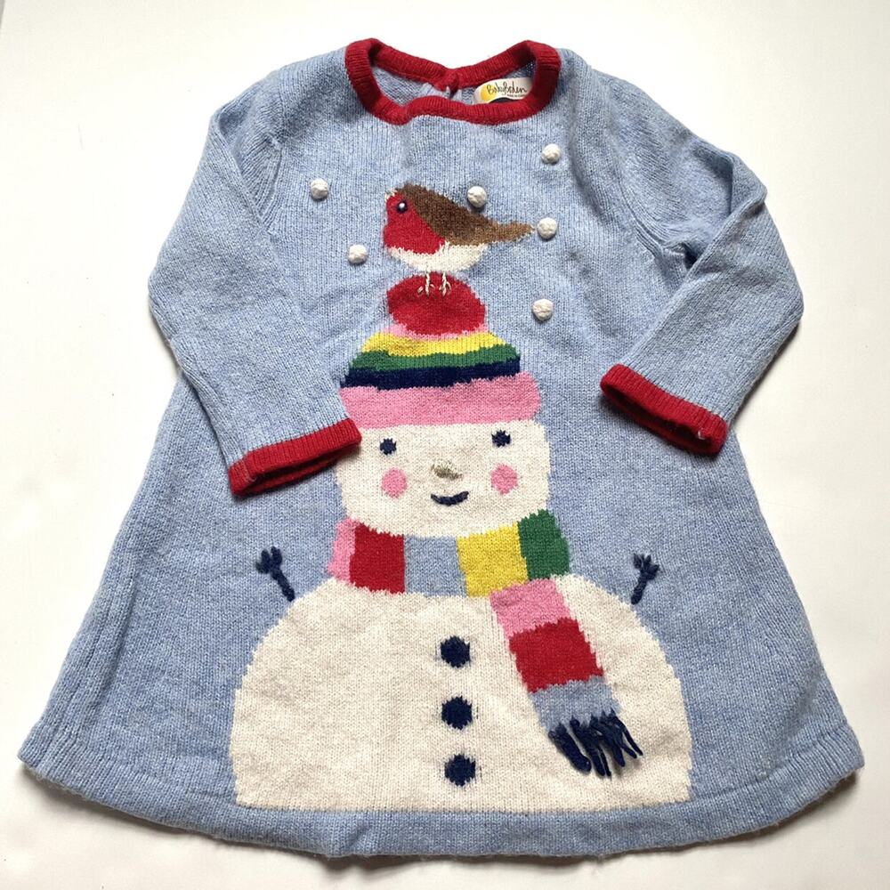 Baby Boden Snowman Sweater Dress